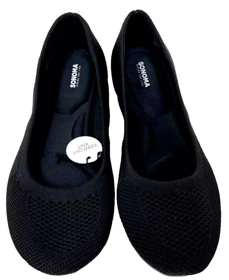 Sonoma Women’s Goods For Life Sesame Slip On Ballet Flats Black Size:9.5 150KO