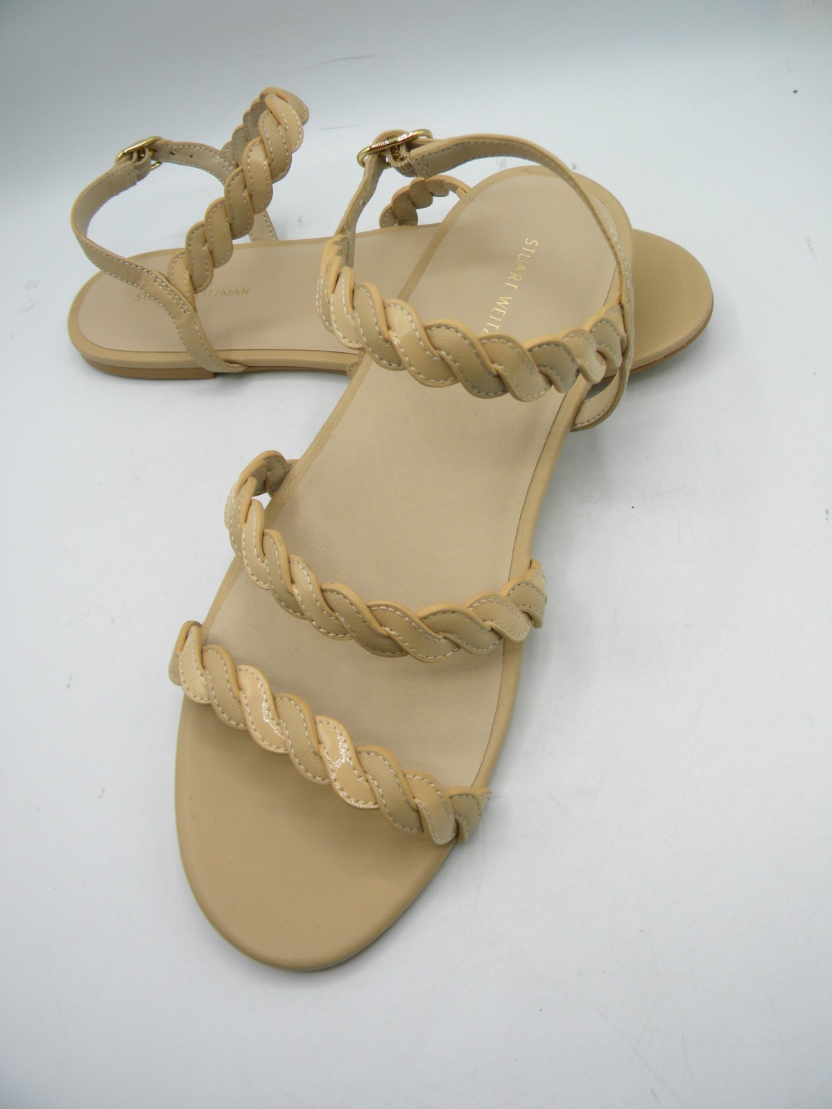 STUART WEITZMAN Twistie Leather Flat Ankle Strap Strappy Sandal Sz 8.5 M