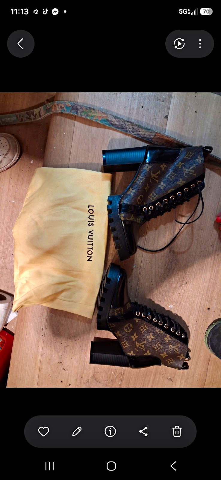 Louis Vuitton Monogram Leather Lace-Up Ankle Boots Ankle Strap US 8