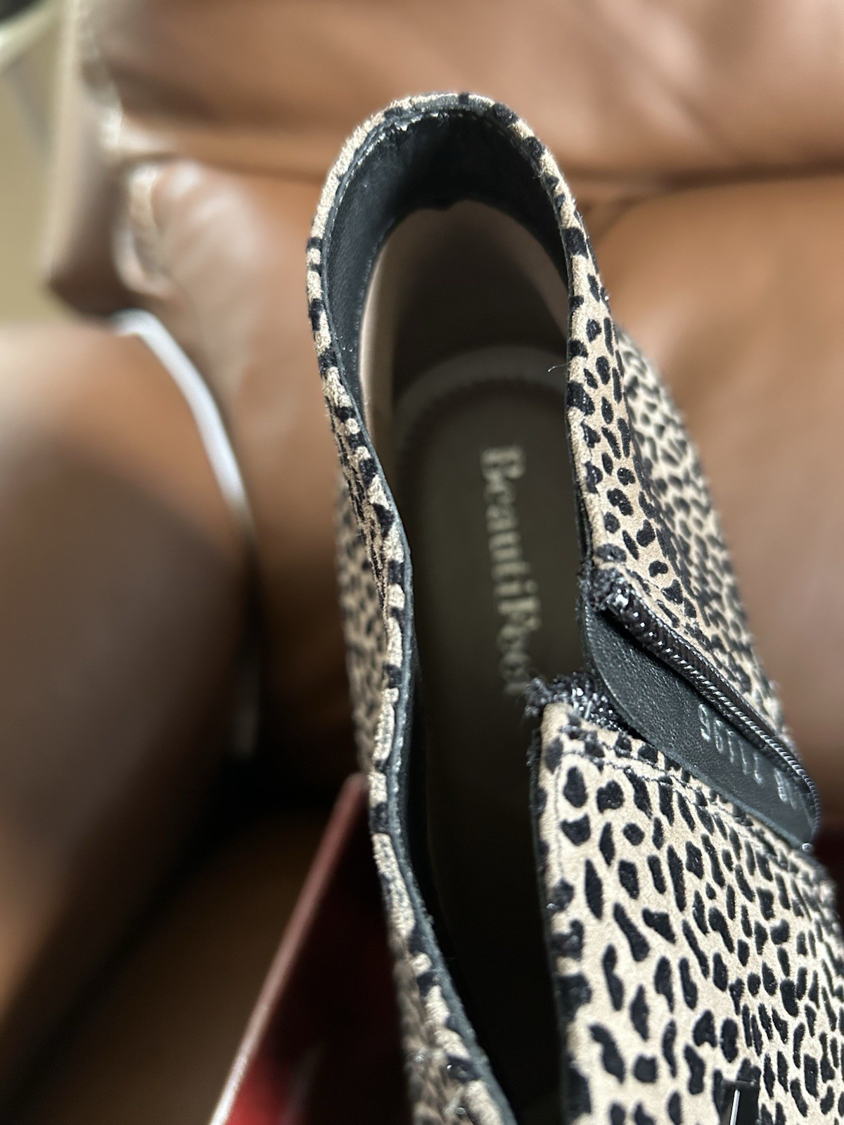 Beautifeel Animal Print Wedge Booties NEW 38