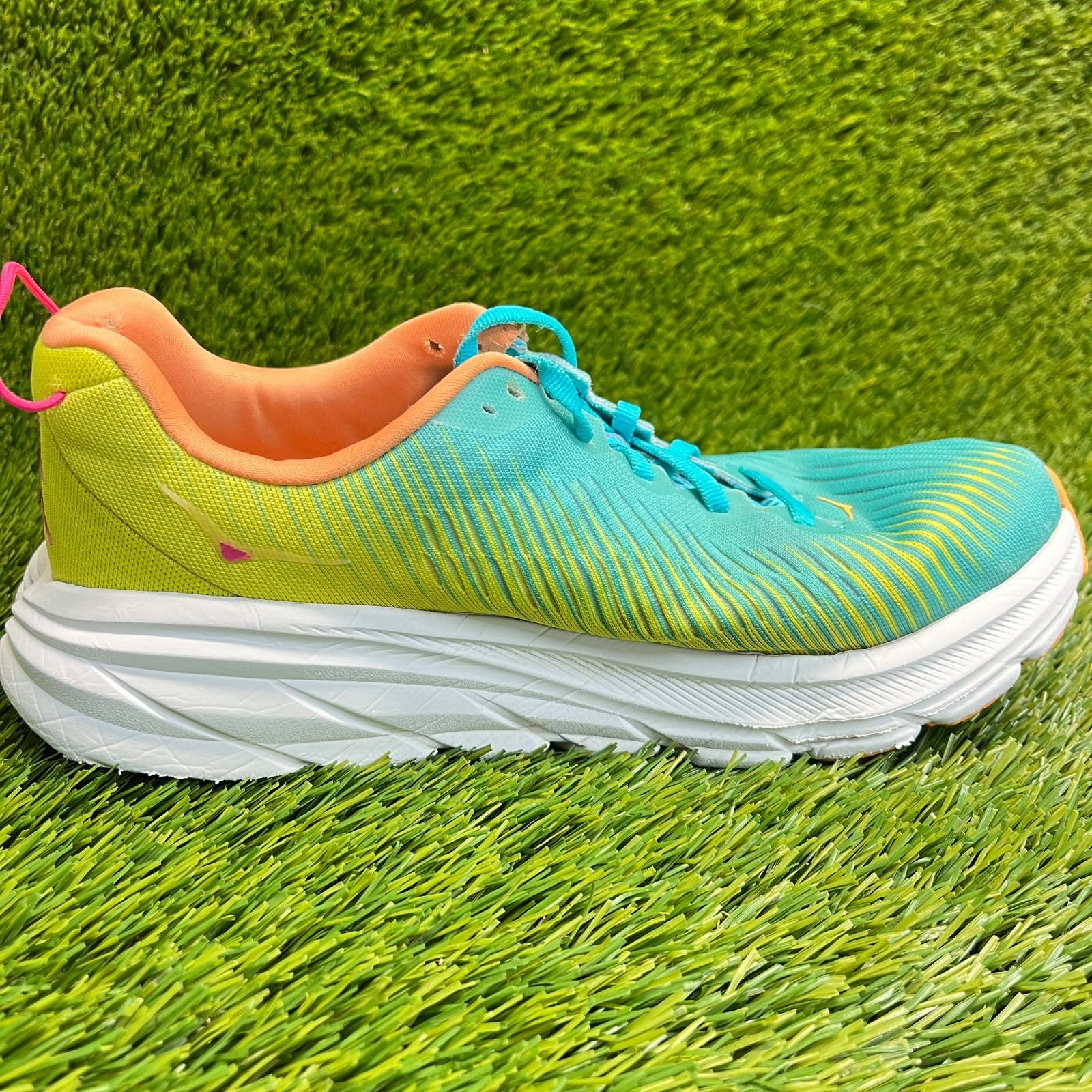 Hoka One One Rincon 3 Womens Size 7 Blue Yellow Athletic Running Shoes Sneakers