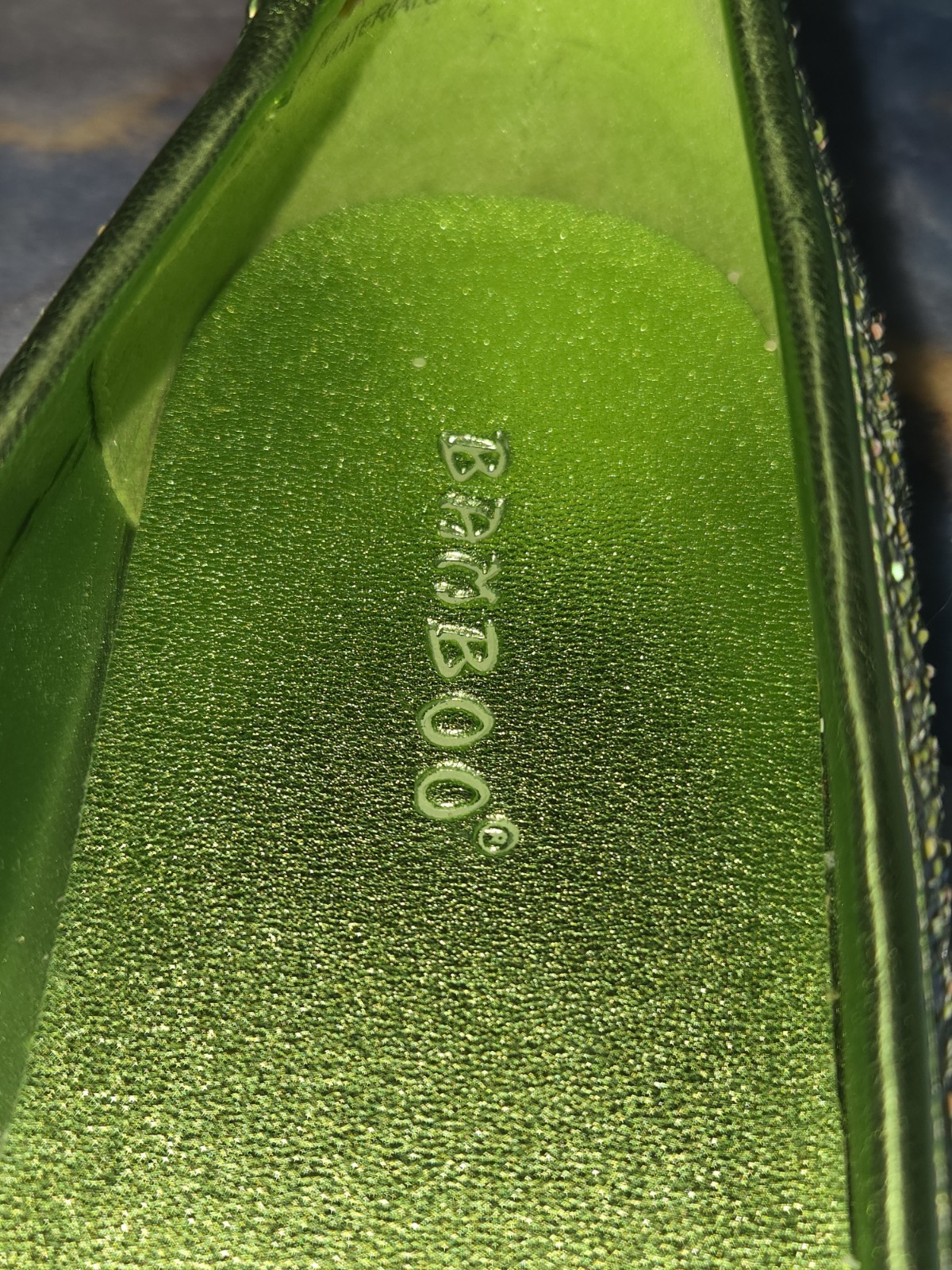 Bamboo* Green Glitter Sparkling Heart Bow Flats Shoes Women Size 8