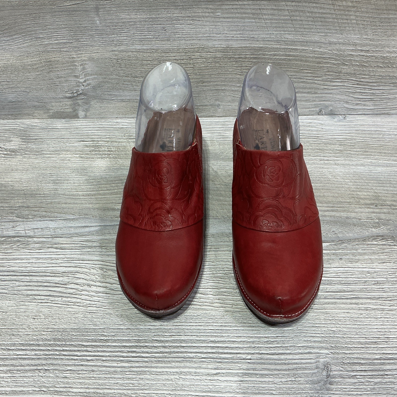 L’Artiste Spring Step Womens Dark Red Leather Mule Clogs Bande 37 EU US 6.5 / 7
