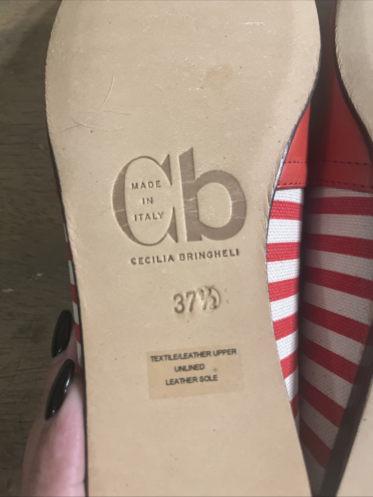 Cecilia Bringheli CB Made in Italy Red/White Textile Loafer Flats Shoe 37.5 – 7