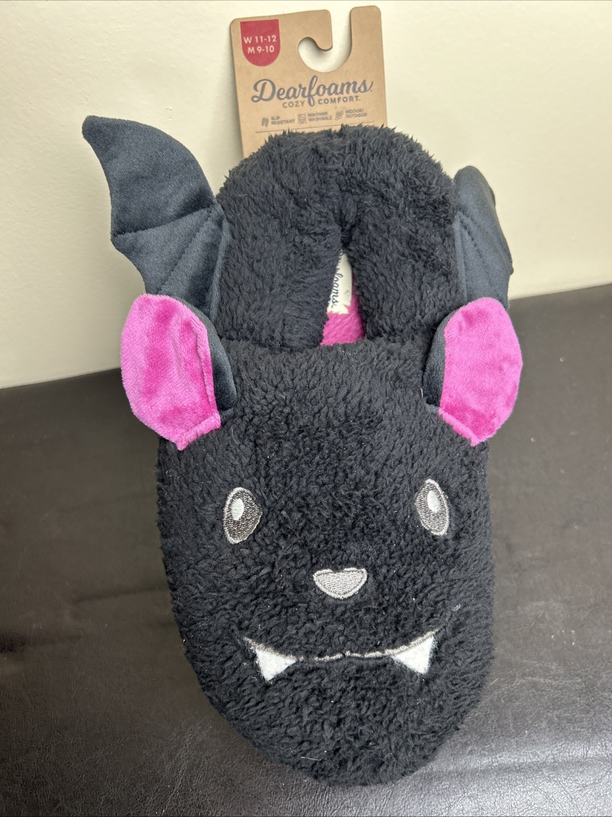 Dearfoams Halloween Bat Unisex Adult Slippers Size W 11-12/M 9-10 Brand New