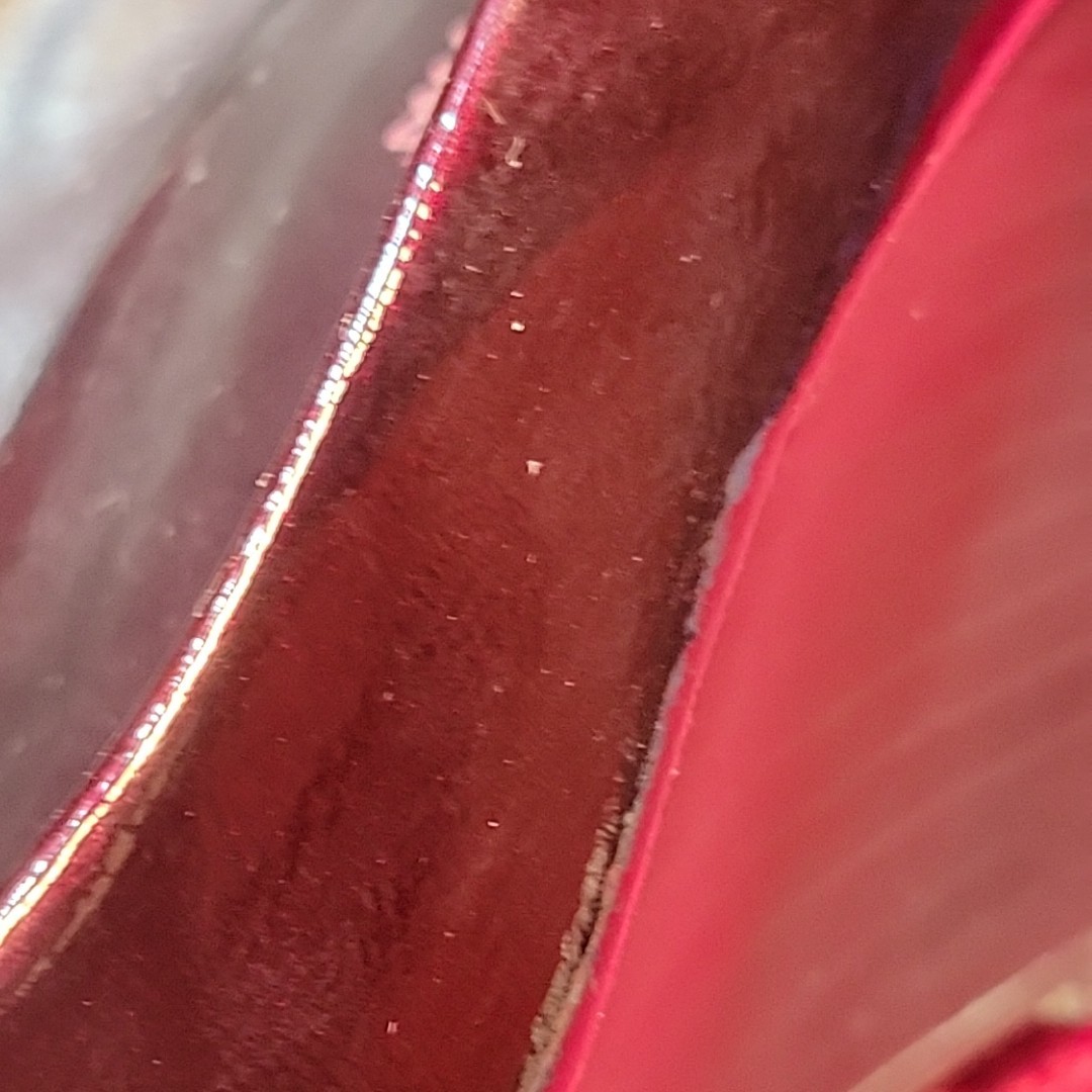 NEIMAN MARCUS Patent WINE / BURGUNDY Wedge Heel SHOES Size 6.5 leather 37 (?) eu