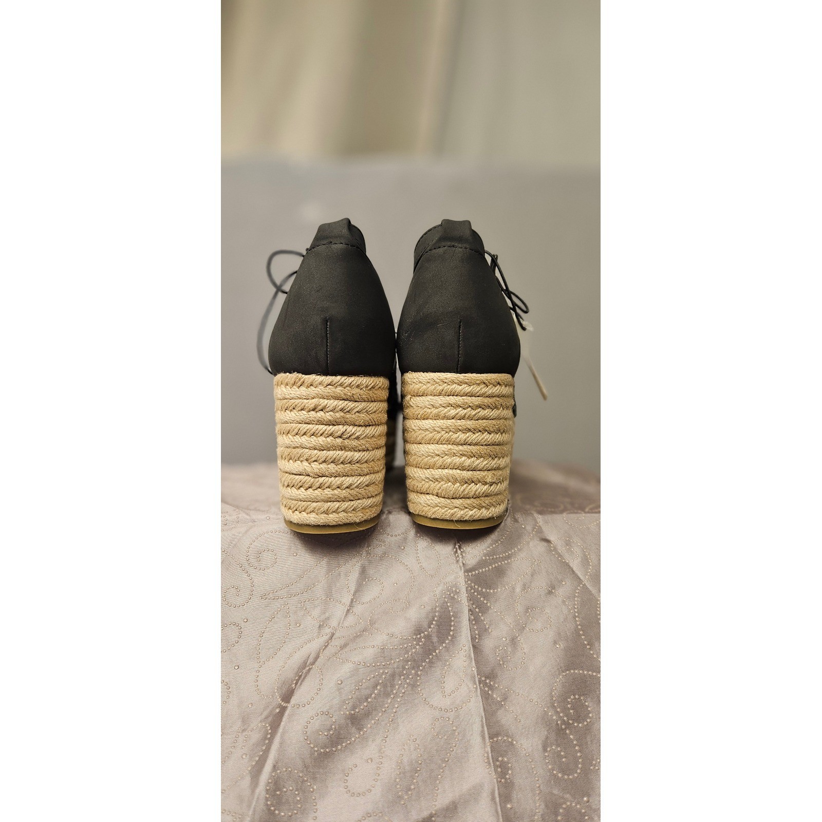 ANA Lisa Black Woven Espadrille Wedge Platform Sandals Womens 11 Medium NEW