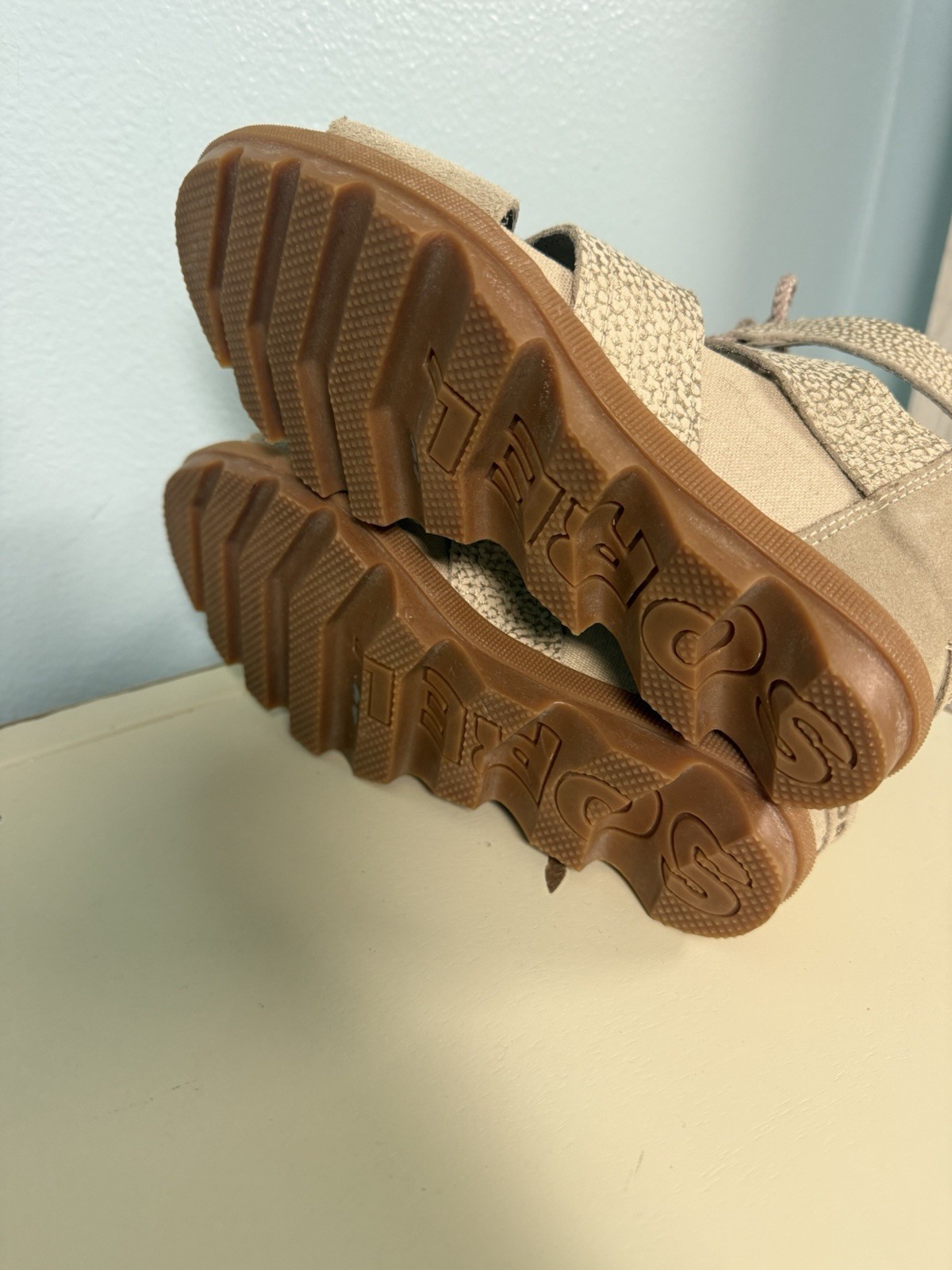 SOREL Women’s Beige Suede Strappy Lace-Up Flat Sandals Casual Travel US 7