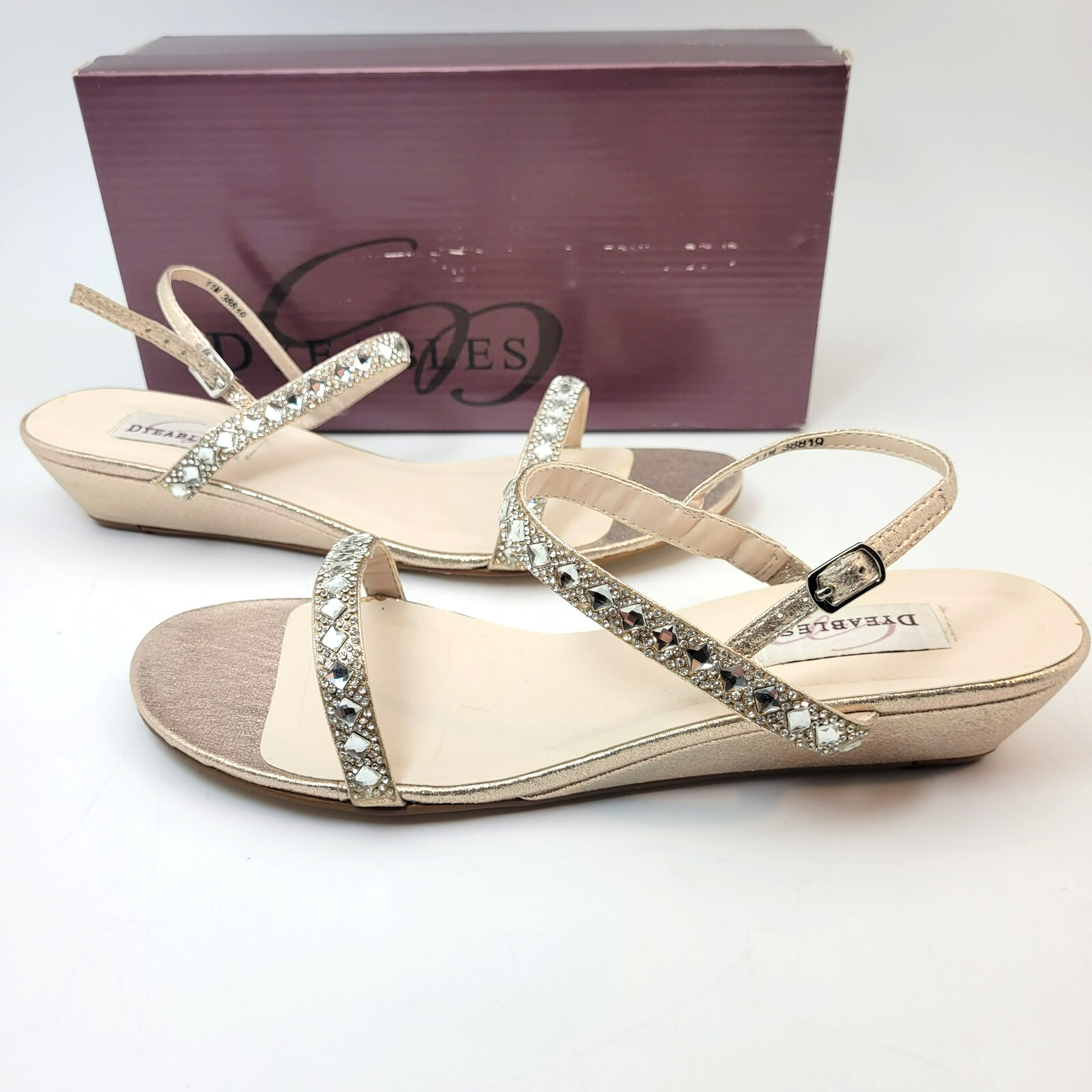 Dyeables Jasmine Wedge Sandals – Silver Shimmer, Size 11 M | Women’s Dress Shoe