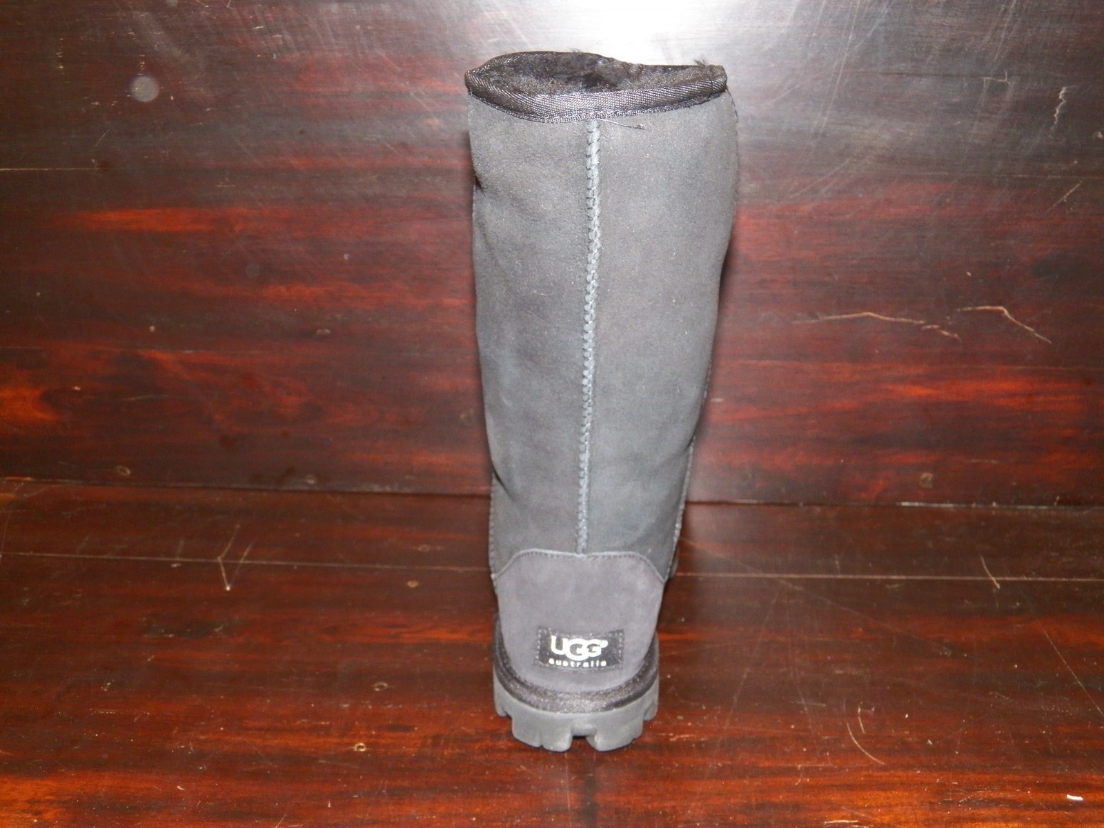 New Womens UGG Essential Tall Black Sheepskin Warm Winter Boots Rugged Heel