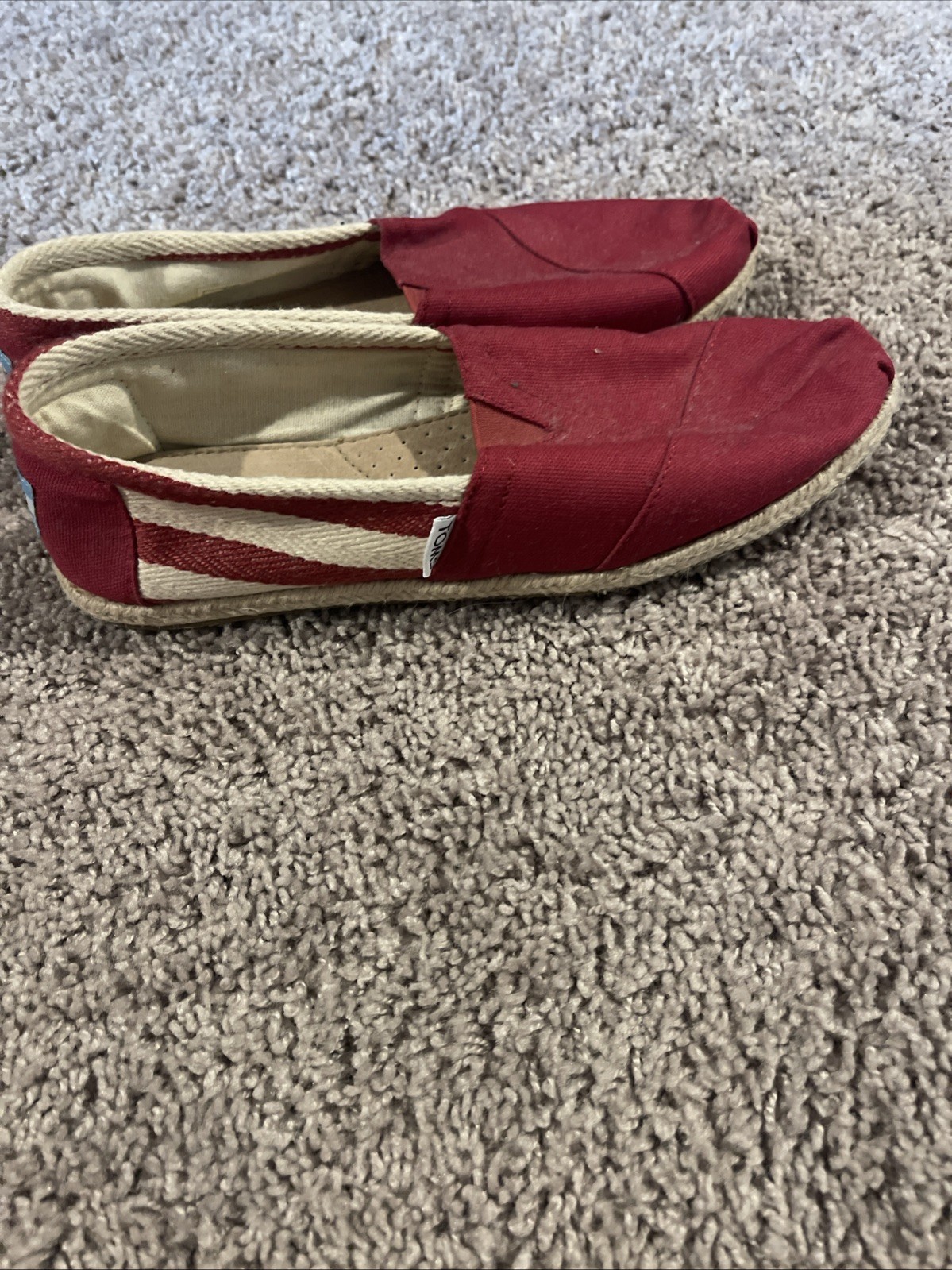 TOMS Classic Women’s Size 9 M Red Canvas Casual Comfort Flats Slip On Shoes