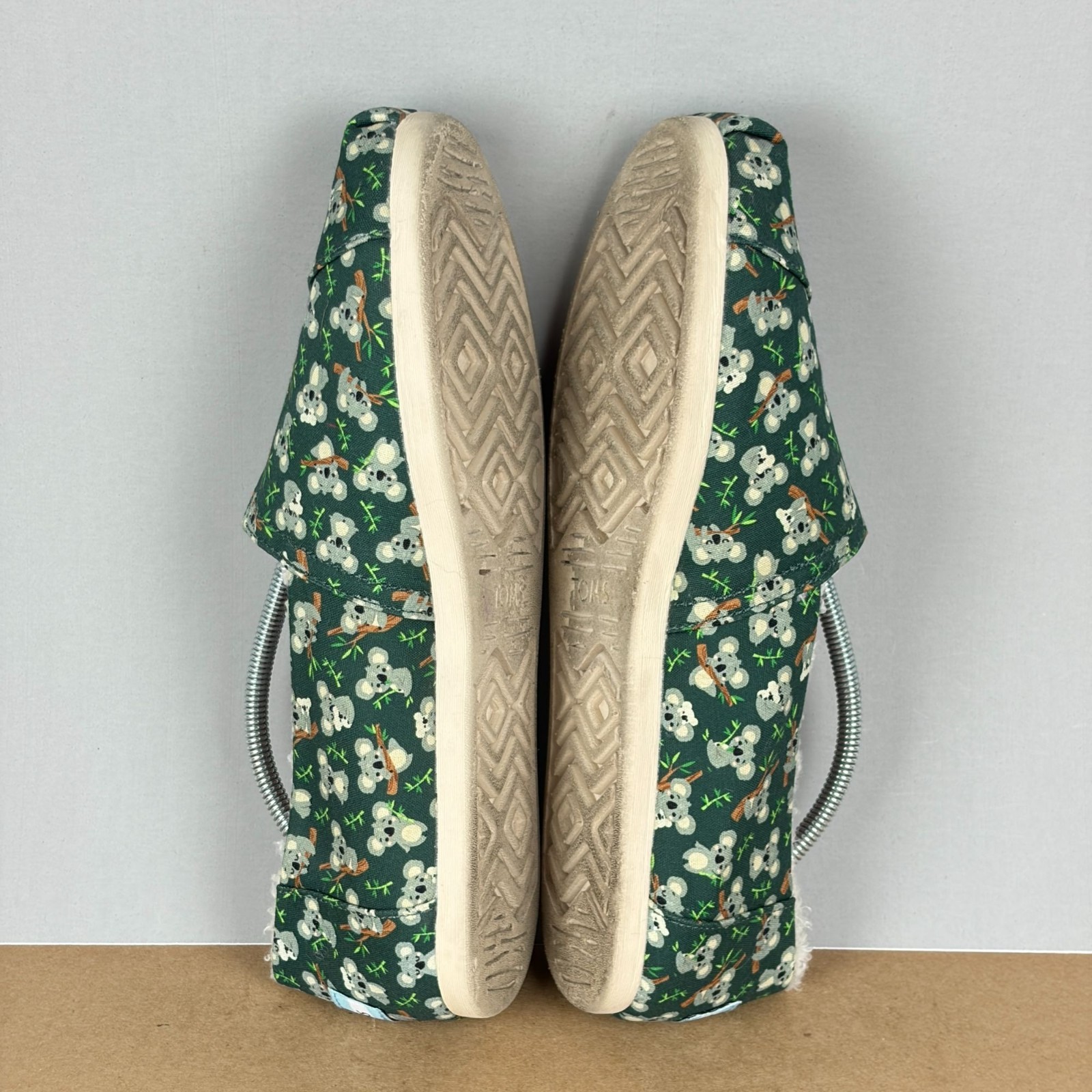 Toms Koala Print Alpargata Lined Casual Slip On Shoes Womens 10 Green Gray