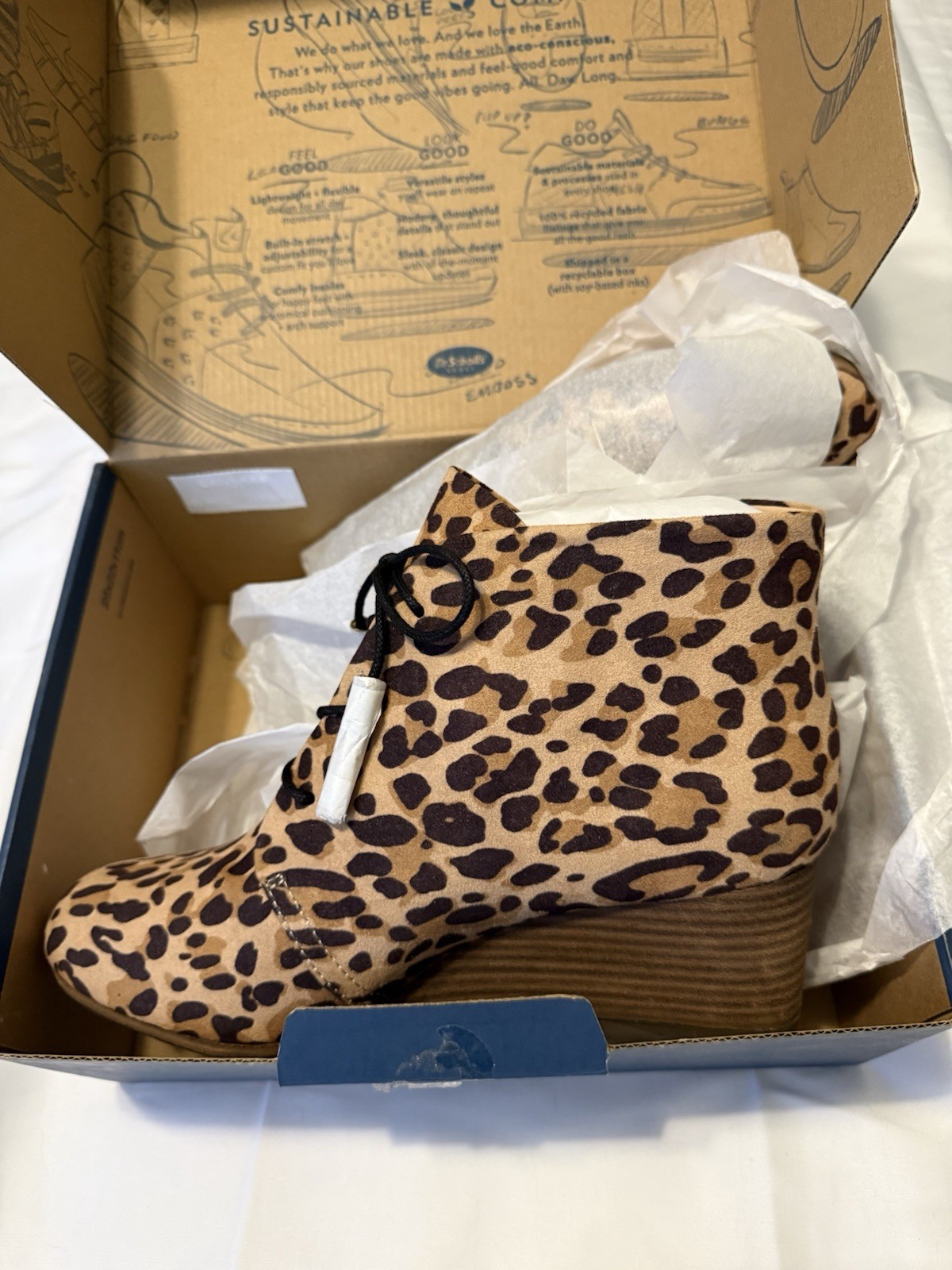 Dr. Scholl’s Dakota Tan Black Fabric Animal Print Lace Up Ankle Bootie 8W
