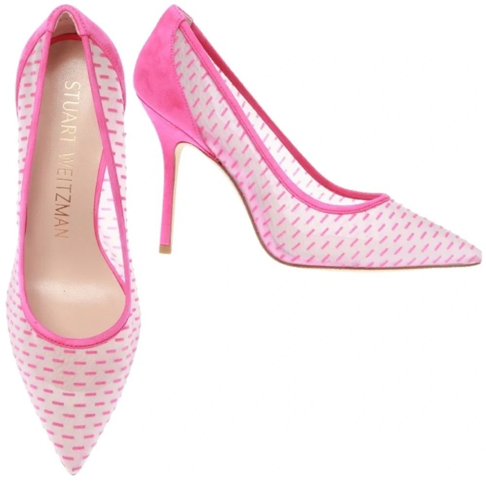 Stuart Weitzman Womens Tasha Pumps Heels Pink Dash Mesh Brand New in Box