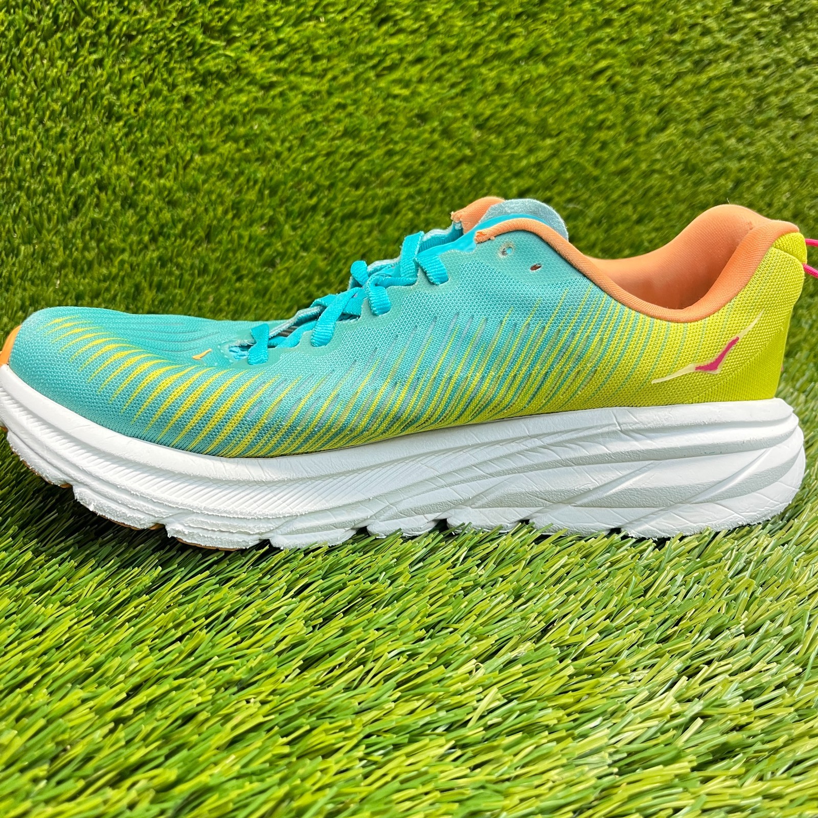 Hoka One One Rincon 3 Womens Size 7 Blue Yellow Athletic Running Shoes Sneakers