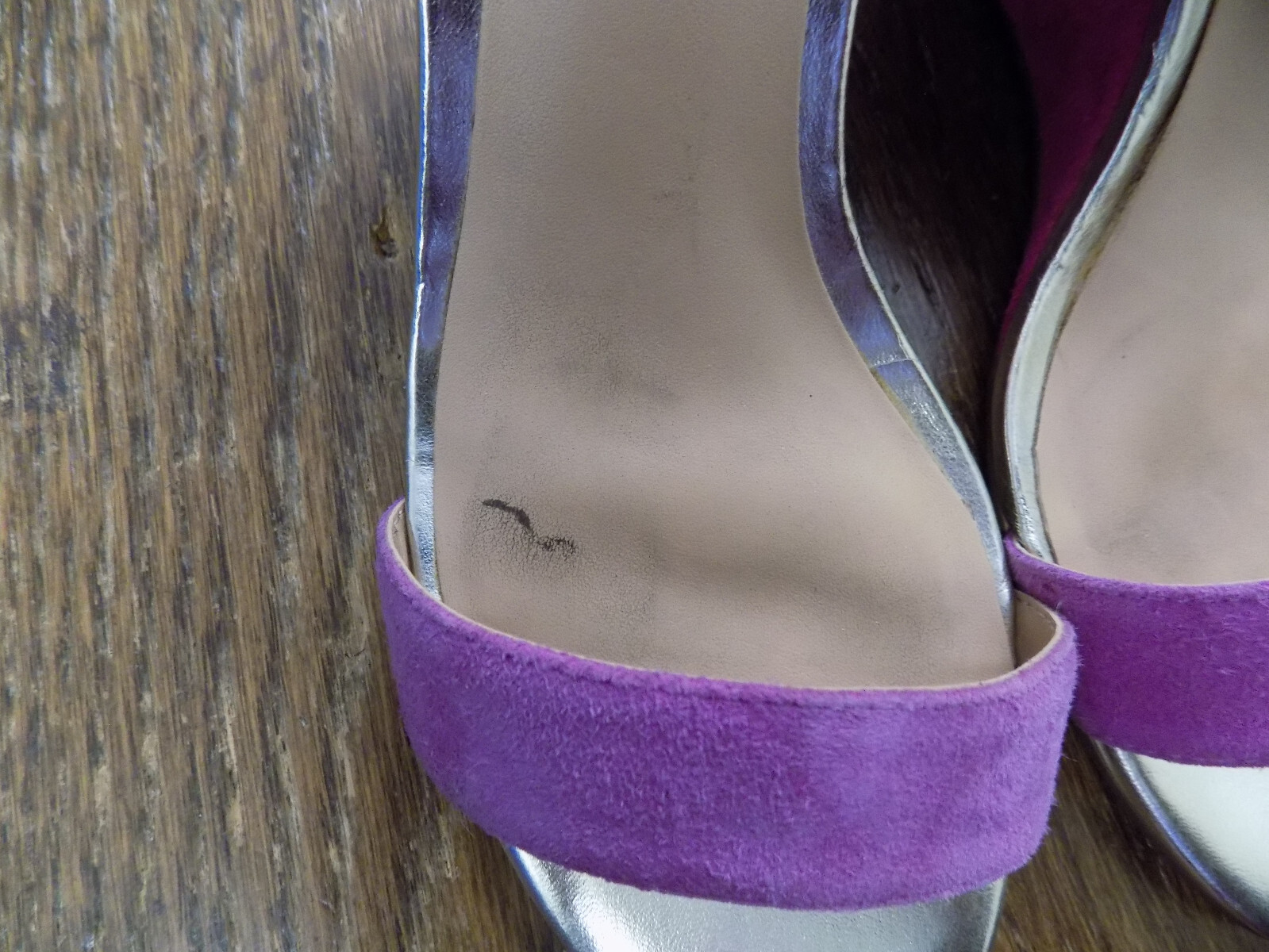 Steve Madden Sylan Purple Pink Orange Suede Ankle strap wedge 3.25″ Sandals 7.5