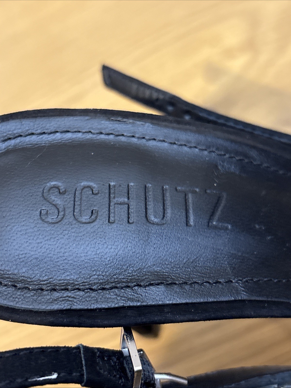 Schutz Vikki Crystal Strappy Heels Sandals Black Suede Rainbow Sz 8.5