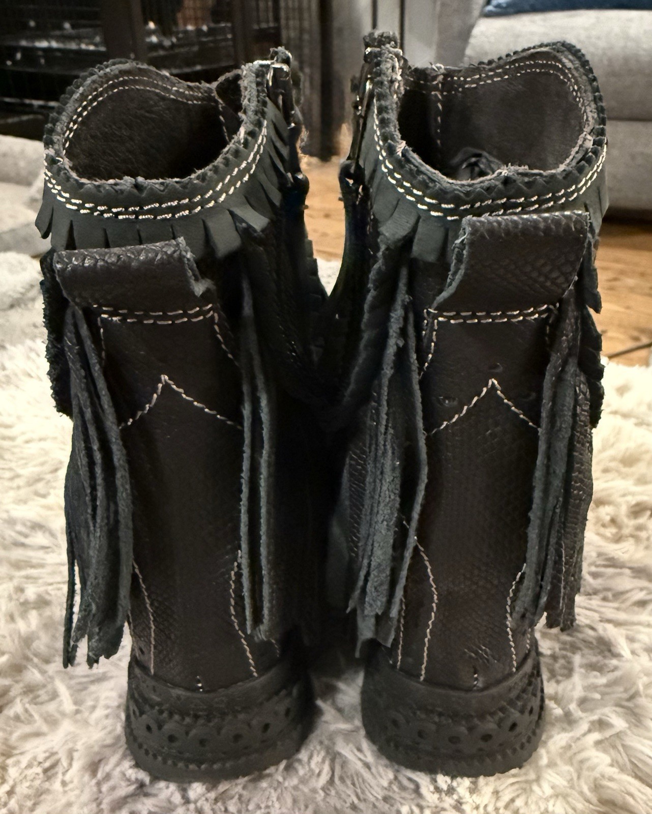 Brand New El Vaquero Ezra Distressed Null Leather Wedge Boots. Size 37 US 7