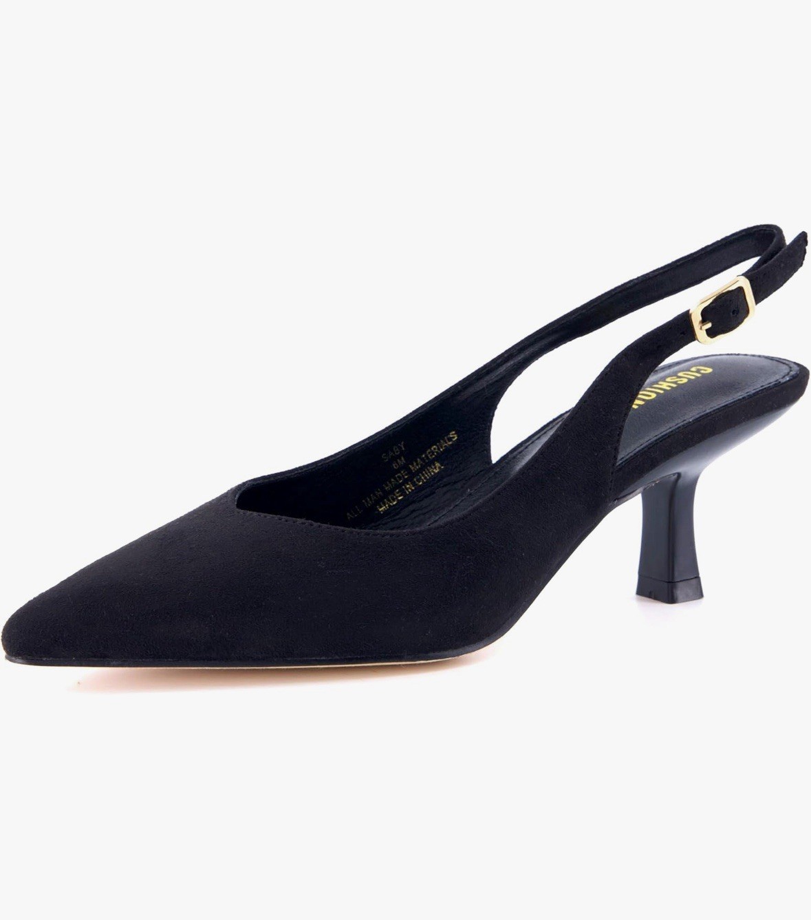 CUSHIONAIRE Saby Slingback Kitten Heels for Women, Pointed Toe Pumps Size 6.5