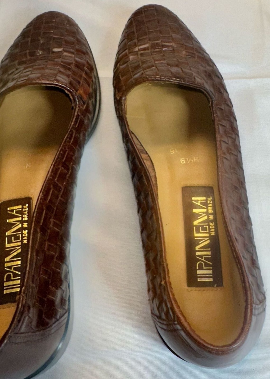 Vintage Ipanema Brown Woven Brazil Leather Slip-On Loafer Flats 6.5M