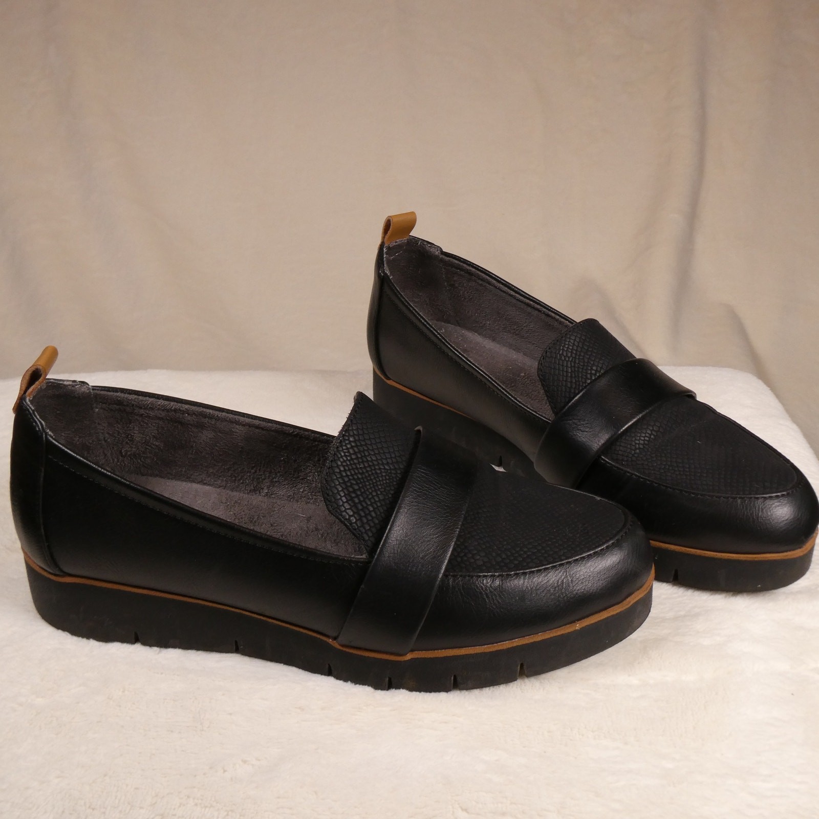 Dr Scholl’s Webster Loafer Sz 6 Platform Wedge Recycled Materials 70s Academic