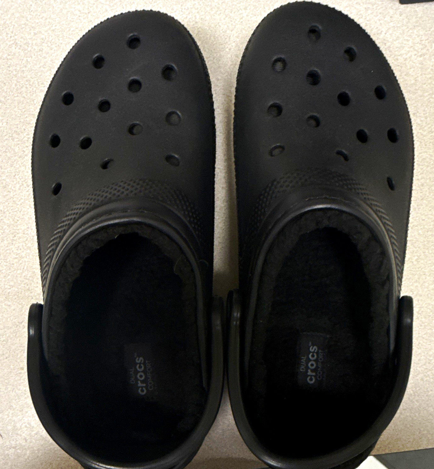 Crocs Classic Lined Clog Black Fuzzy Warm Winter Slipper Shoes Men 7 women 9