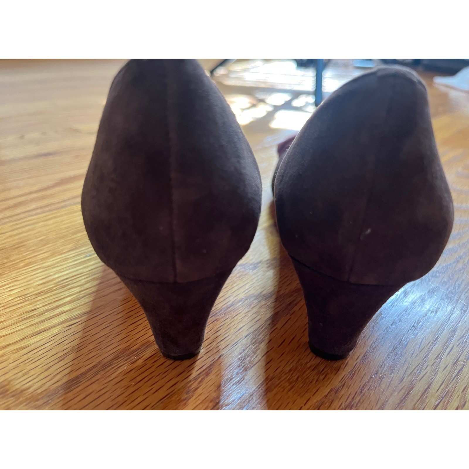Johnston & Murphy Women’s Brown Suede Bow Kitten Heel Pumps Shoes 8M