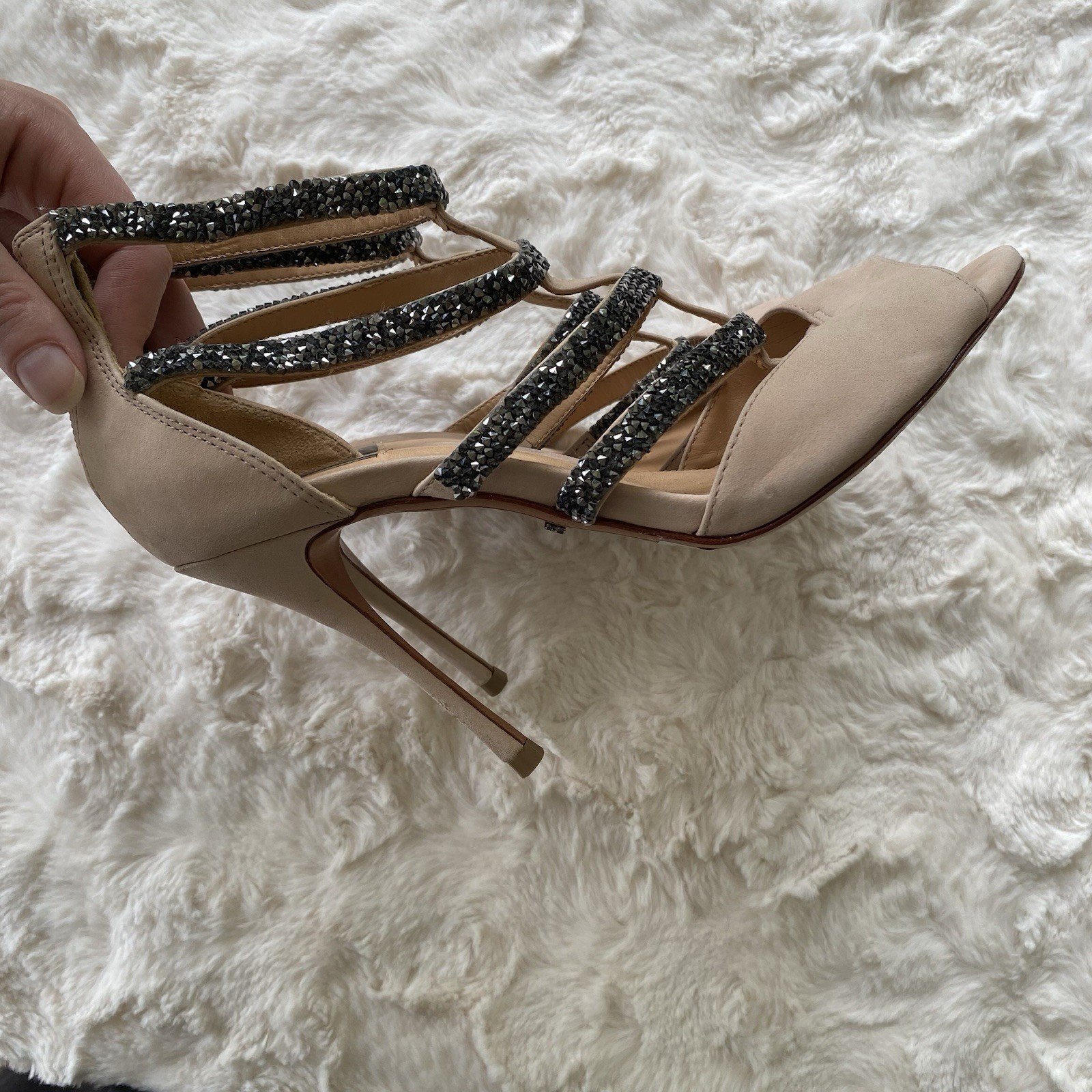 Schutz Nubuck Bellini Bling Stilettos Heels Size 7 Wedding Party Cocktail Formal