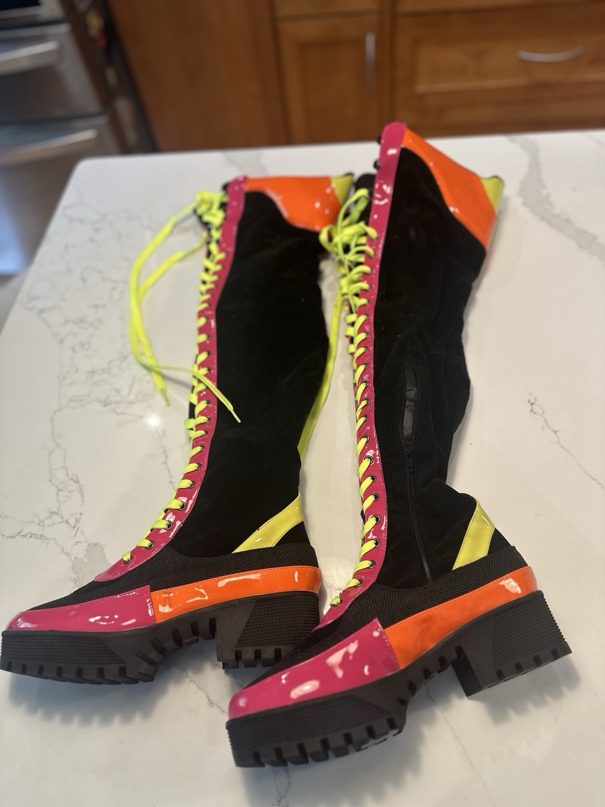 Dolls Hill Hello Kitty Knee Boots Neon Graphics Sz 9 New! No Box