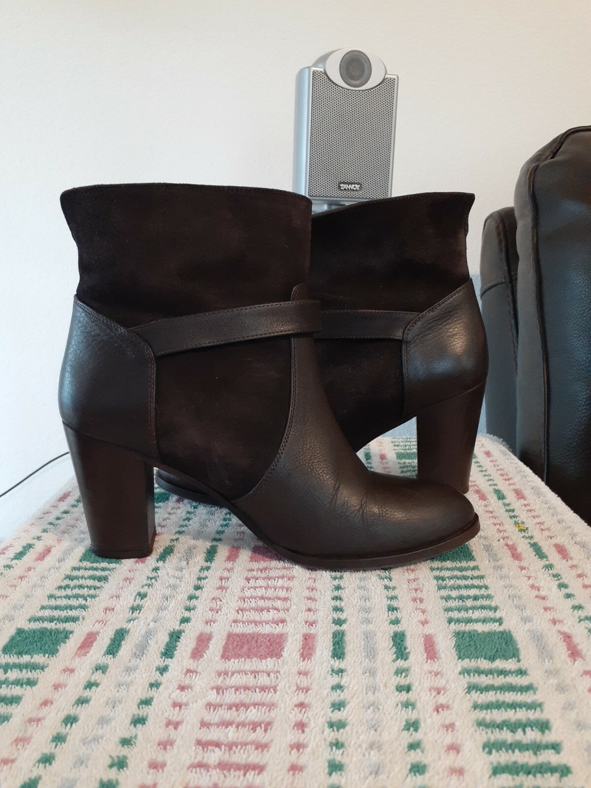 WOMEN’ NAVYBOOT MADE IN ITALY ANKLE BOOTS LEATHER/SUEDE BROWN SIZE EU 39 7.5 US