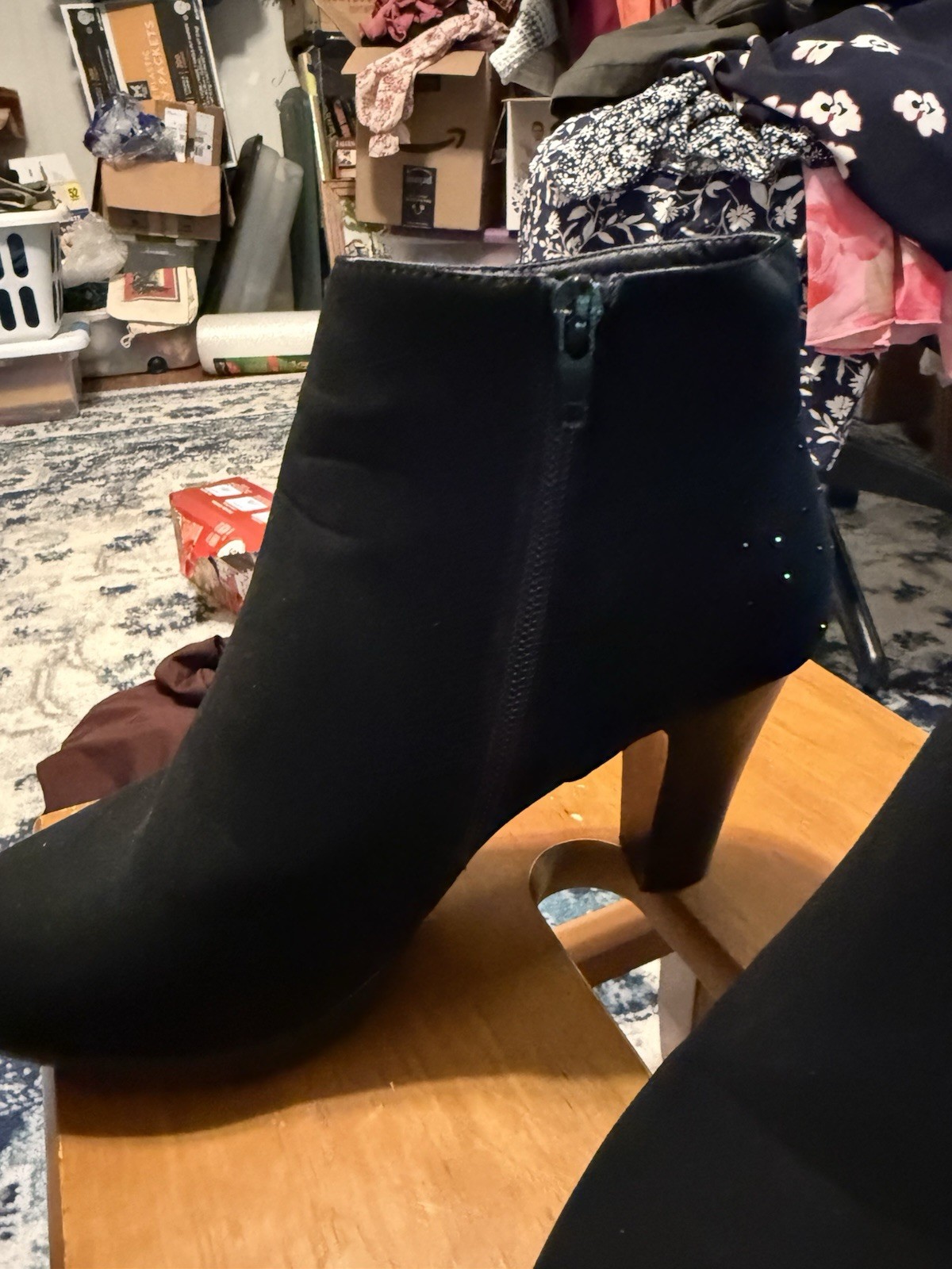 Women’s Ankle boots By London Fog (Bennet) Sz 7.5- Black Suede 3.5 In Block Heel
