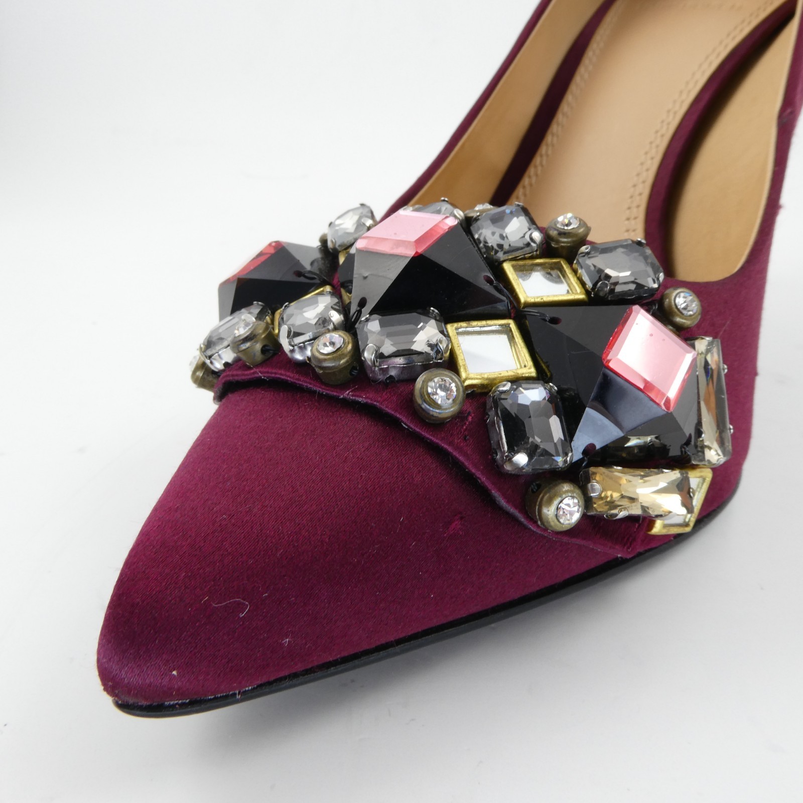 Tory Burch Elizabeth 3.25 in Satin Jewel Heels Leather Royal Port Women’s US:8 M