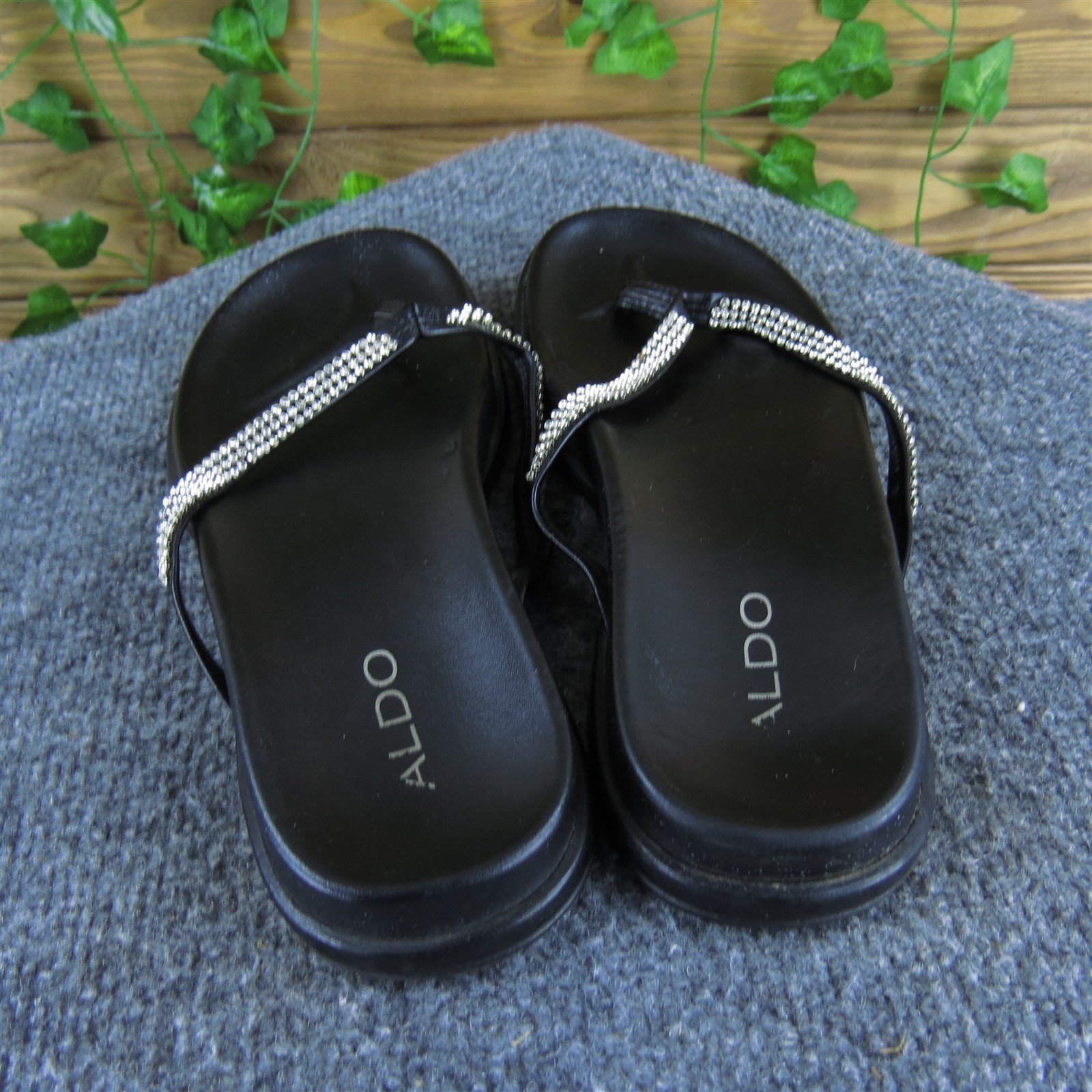 Aldo Women Amity Flip Flop Black Synthetic Sz 38 Medium Gently Used 2025