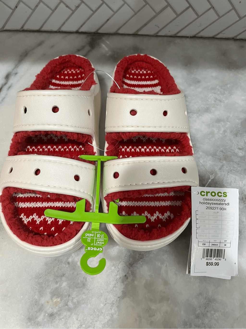 Crocs Classic Cozzzy Holiday Sweater Fleece Lined Sandal Slide Unisex M4/W5