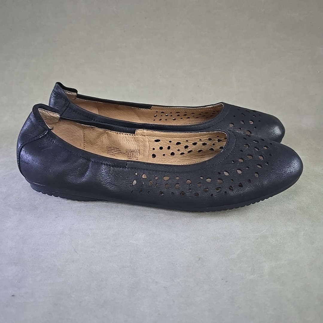 Josef Seibel Pippa Ballet Dress Flats Black Leather Cushioned Shoes EU40 US9-9.5