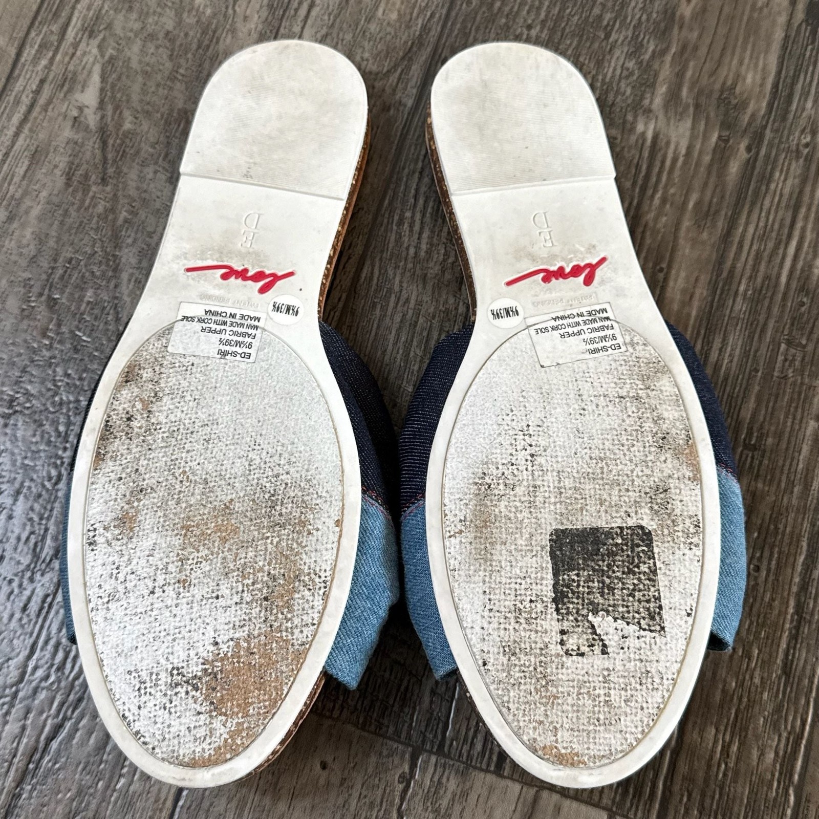ED Ellen DeGeneres Shiri Denim Bow Slide Sandals Size 9.5