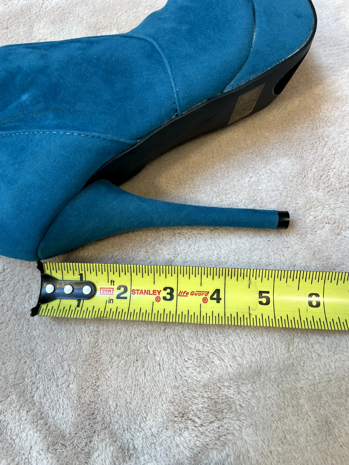 High Heels 18″ Knee-High 5.5″ Platform Stiletto Blue Faux Suede Zipper Sz7 Machi