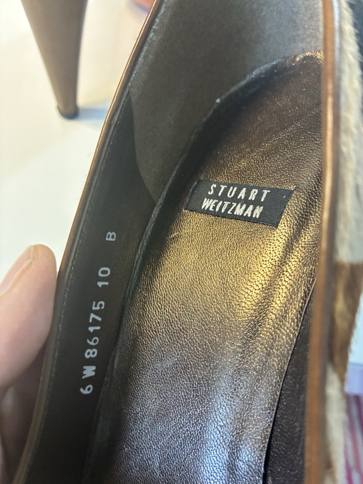 Stuart Weitzman 10B Women’s Fur/Leather Pointed Toe Slip-On Camo Print Pumps