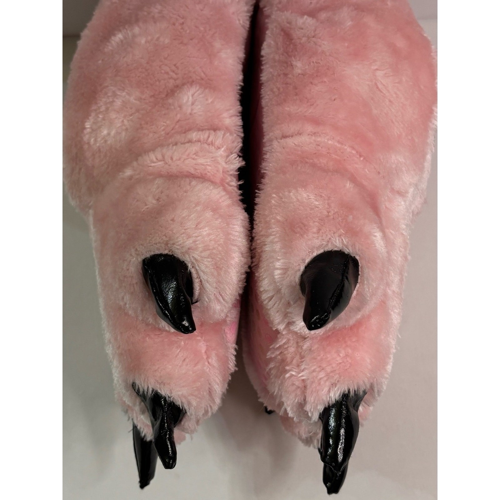 H&M Pink Plush Monster Claw Slippers with Black Claws Sz 36/37