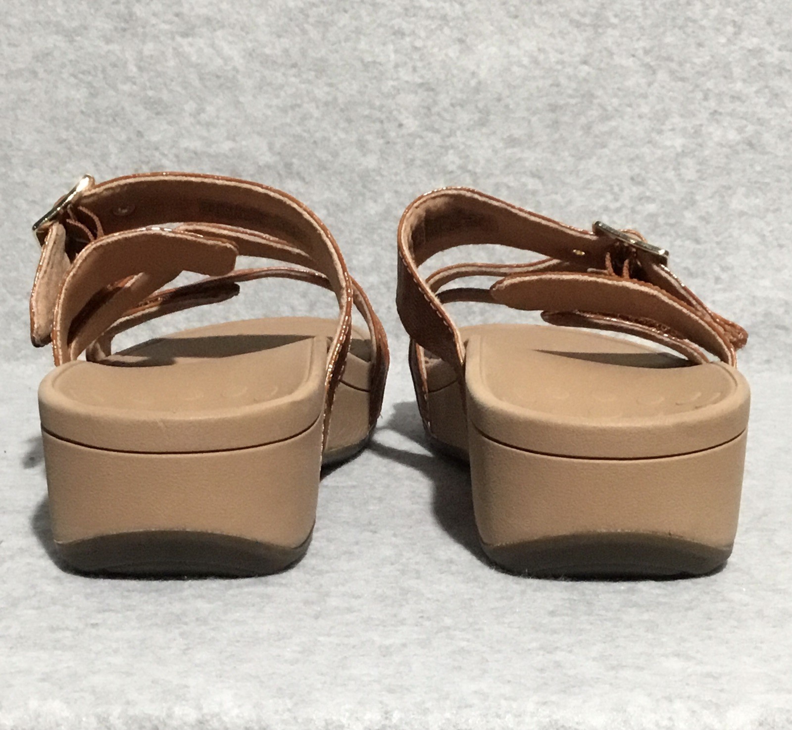 Vionic Rio Woven Platform Sandals Size 9 Wide Brown Adjustable Straps Slides