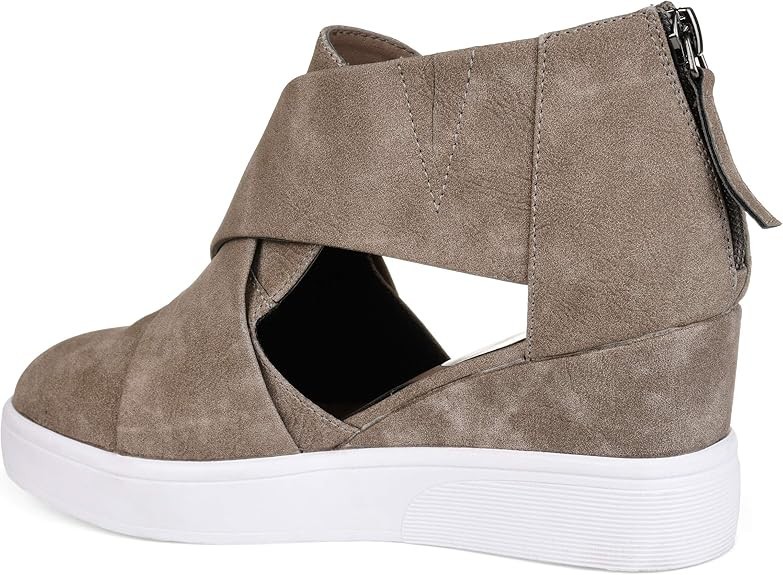 Journee Collection Seena Sneaker Wedge Womens 9.5 Gray Faux Leather