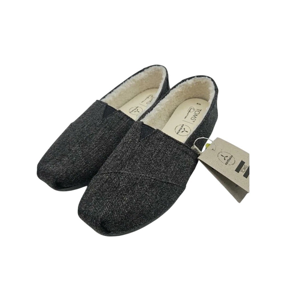 56. TOMS Women’s Alpargata Loafer Smoke Grey Repreve Heavy Twill/Faux Shearling