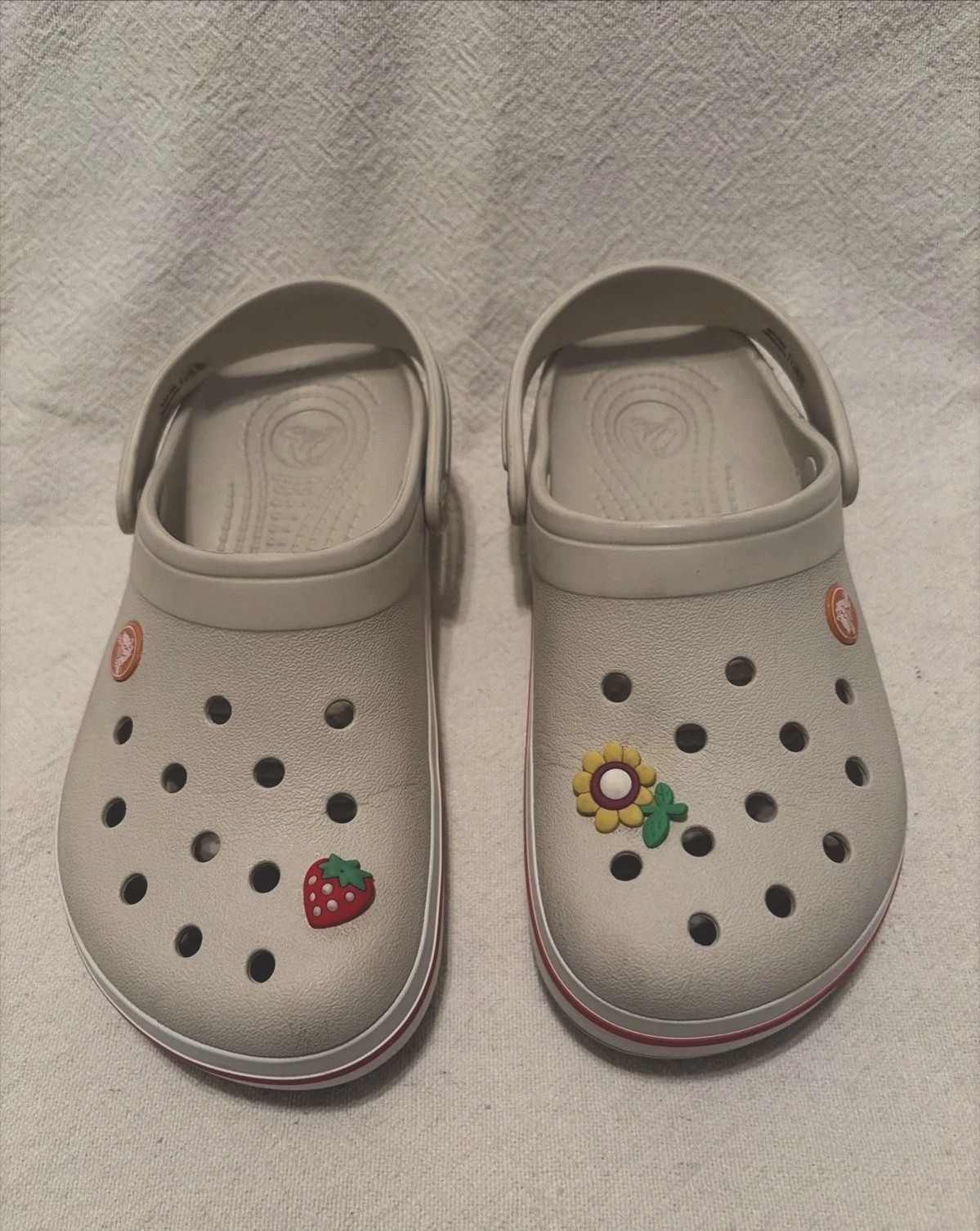 CROCS Stucco / Melon Tan Crocband Clog Slip On Rubber Clogs Women SZ 7