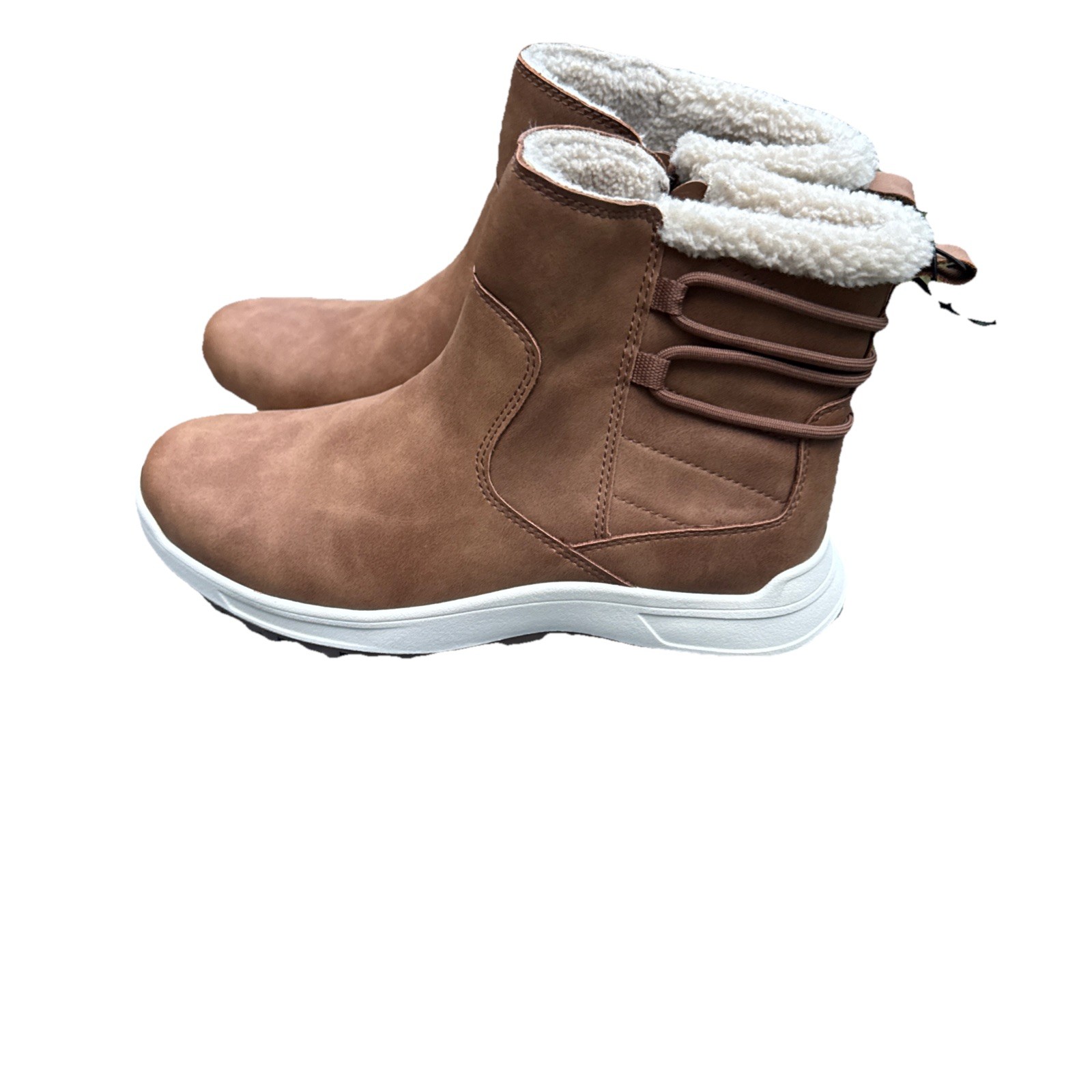 Eddie Bauer Boots Womens 8 M Siren Snow Tan Faux Leather Comfort Ankle Top