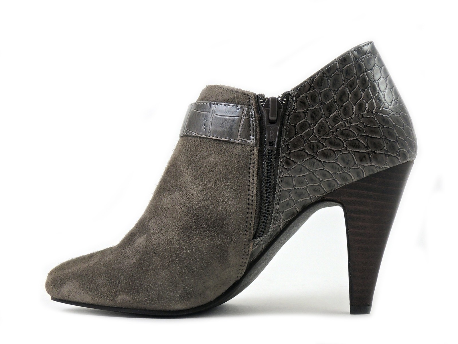 Alfani Women’s Shirlee Booties Warm Grey Leather & Croco PU Size 5.5 M