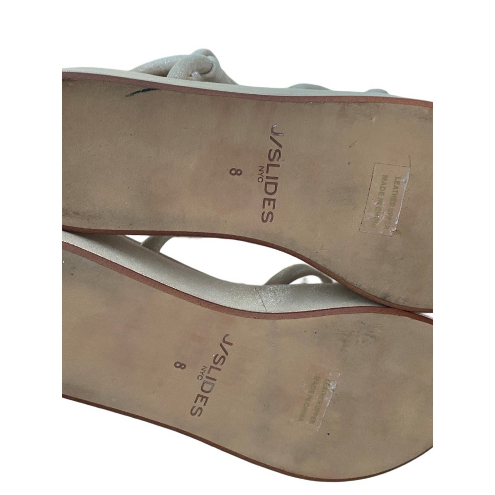 J/Slides Qayla Platform Metallic Suede Sandals Tan Silver size 8