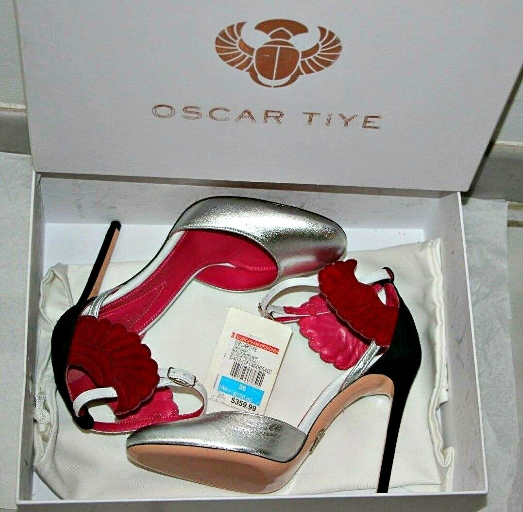 Oscar Tiye Malikah Suede-Leather Ankle Strap Angel Wings Sandal US 6/IT 36 $750