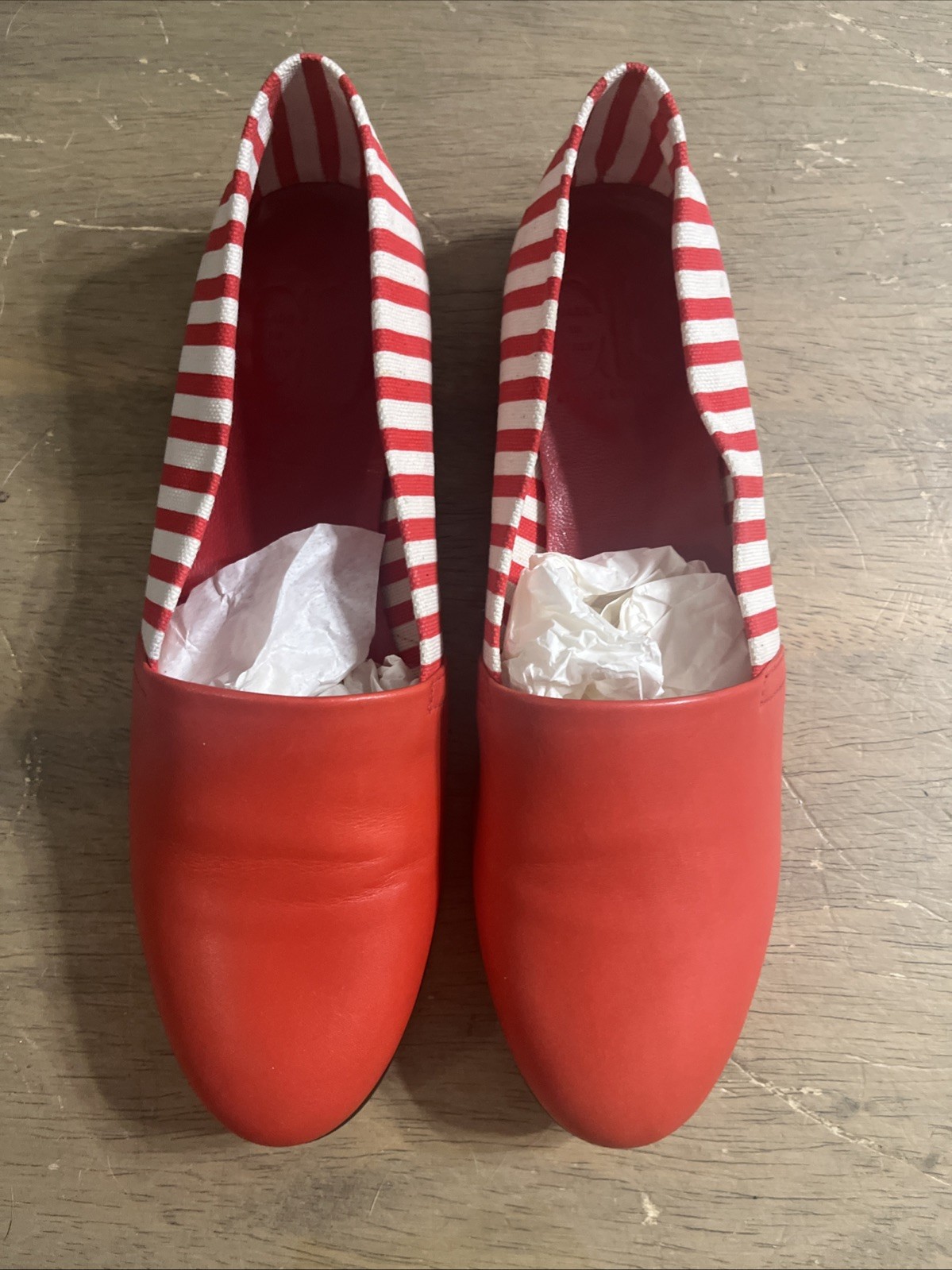 Cecilia Bringheli CB Made in Italy Red/White Textile Loafer Flats Shoe 37.5 – 7