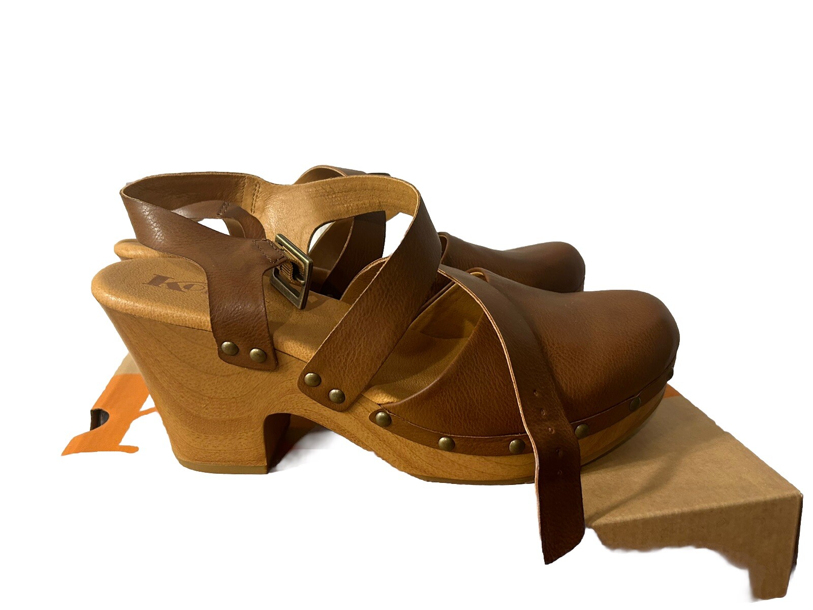 Kork Women’s Evah Clog Leather Studded Brown Heels 10M Shoes