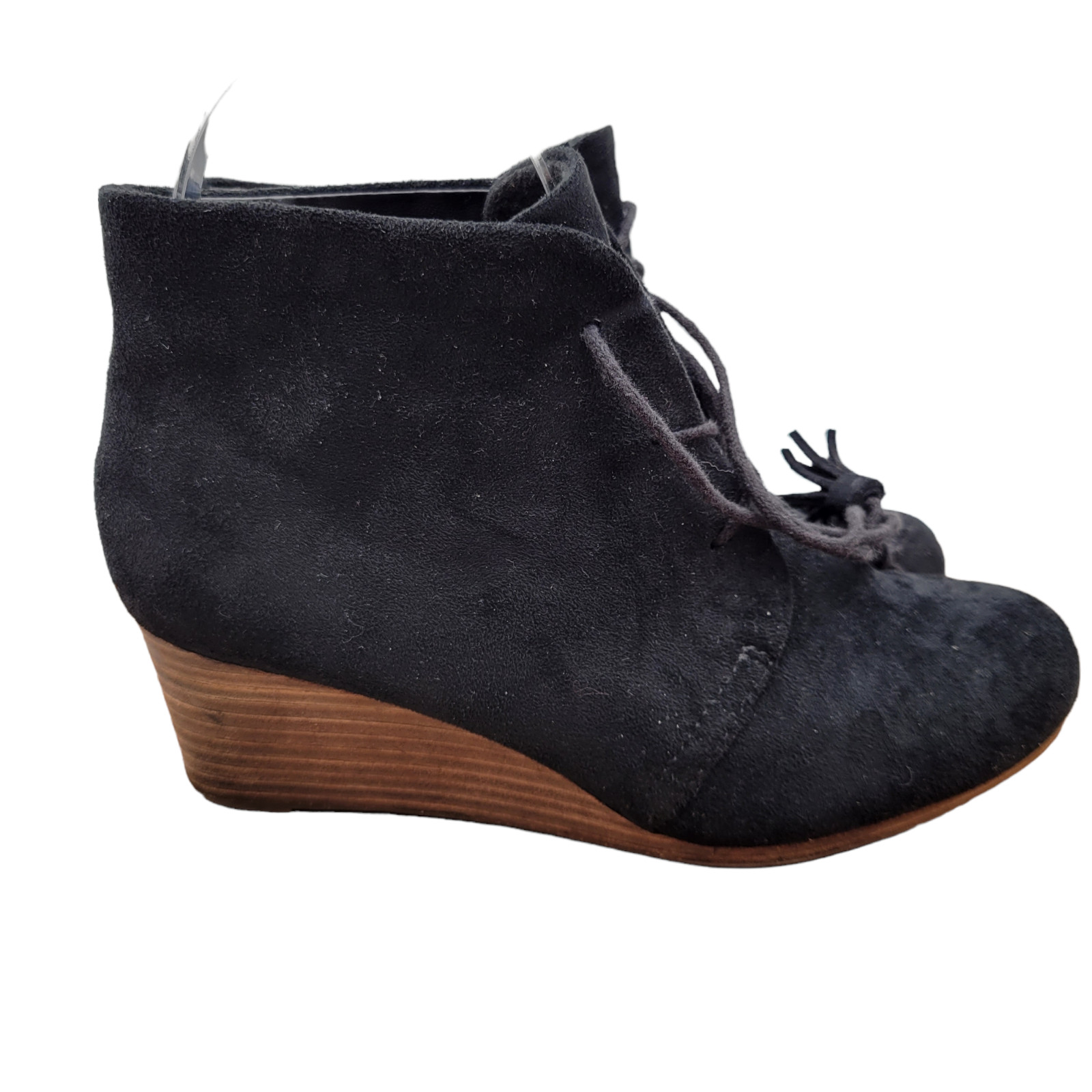 Dr Scholls Dakota Ankle Boots Womens Size 6.5 M Black Faux Suede Wedge Booties